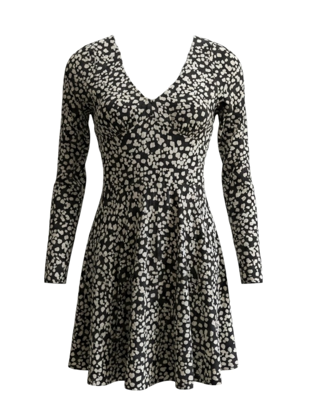 Abercrombie & Fitch Navy and White V-Neck Long Sleeve Skater Dress